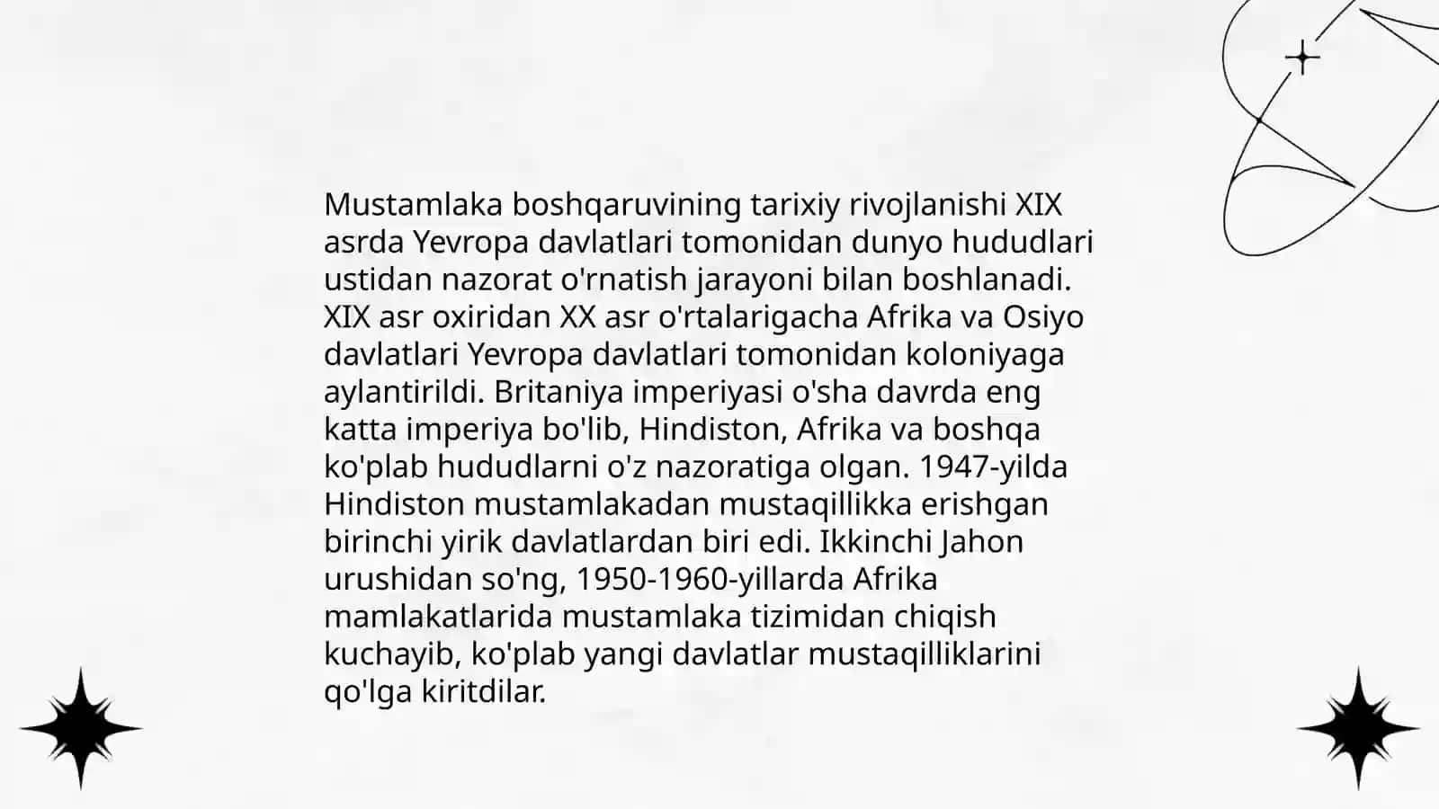 Mustamlaka boshqaruvi tamoyillari 4