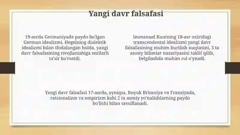 Falsafiy tafakkur taraqqiyoti bosqichlari:G'arb falsafasi 4