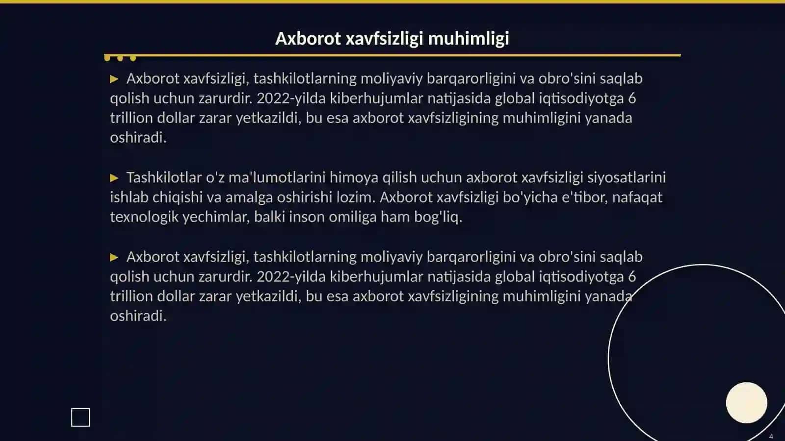 Axborot xavfsizligi va himoyalash usullari 4