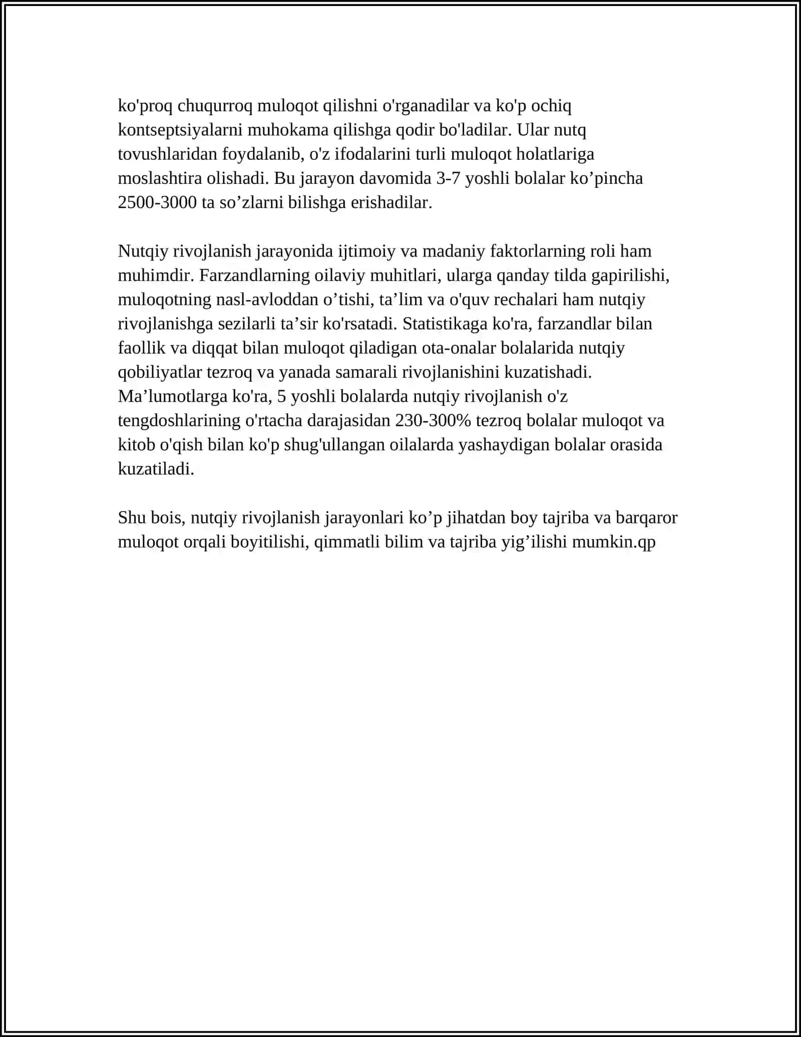 MAKTABGACHA YOSHDAGI NUTQIDA KAMCHILIGI BO'LGAN BOLALARNING RUHIY JARAYONLARI XUSUSIYATLARI 4