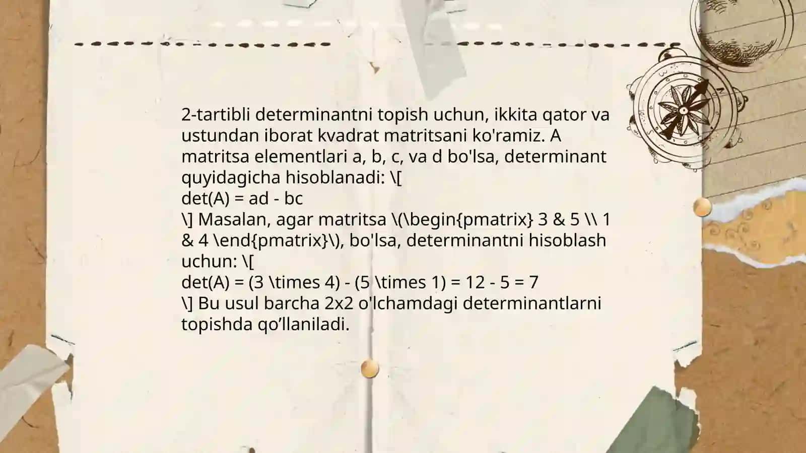 Determinantlarni hisoblash 4