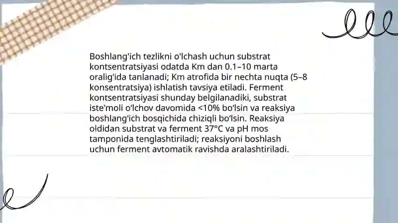 Fermentli reaksiyalarning boshlang’ich tezligi va uni aniqlash usullari 4