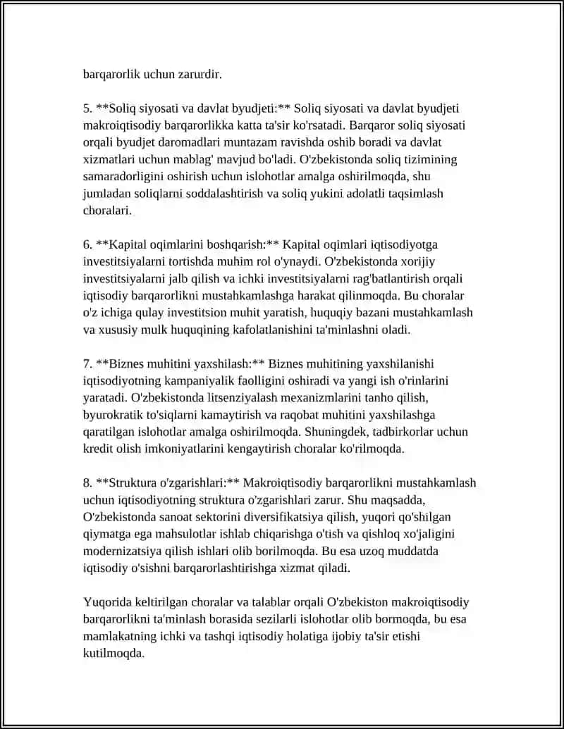 Makroiqtisodiy barqarorlikni ta'minlash talab va chora-tadbirlari 4