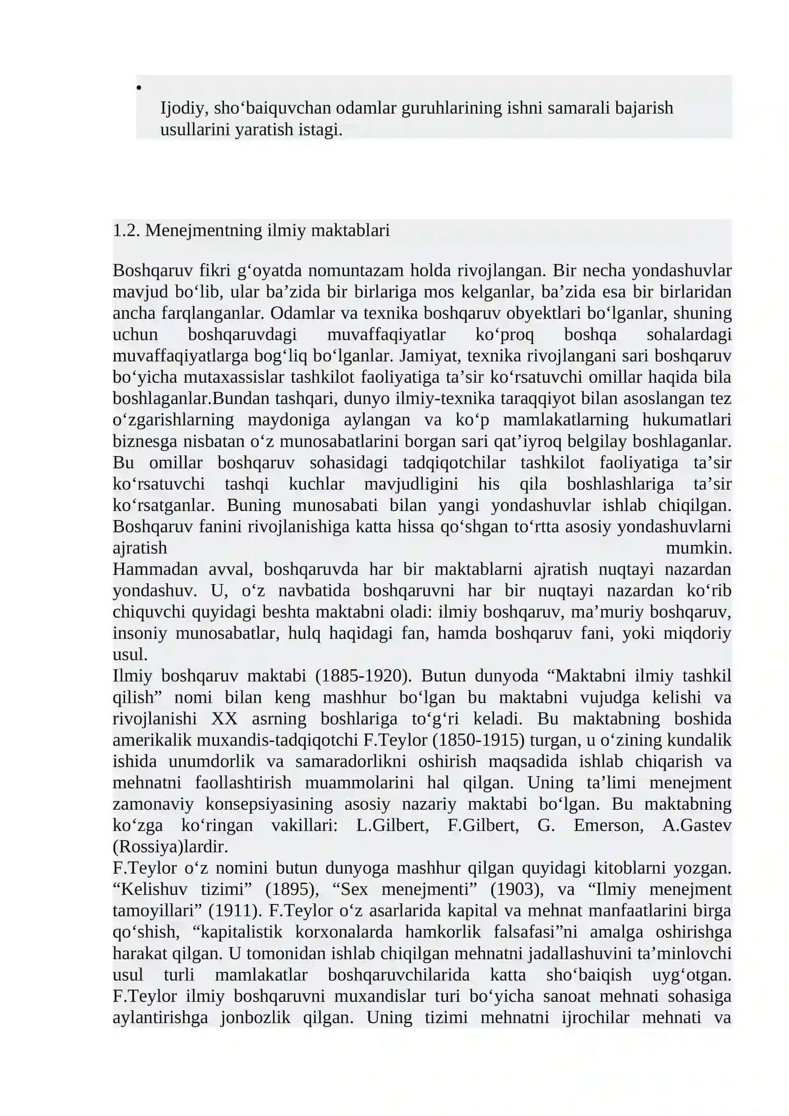I-Mavzu.Menejmentning rivojlanish tarixi va hozirgi holati 4