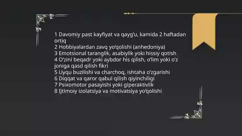 Shaxsning emotsional olami va depressiv holatlarni tashxis etish 4