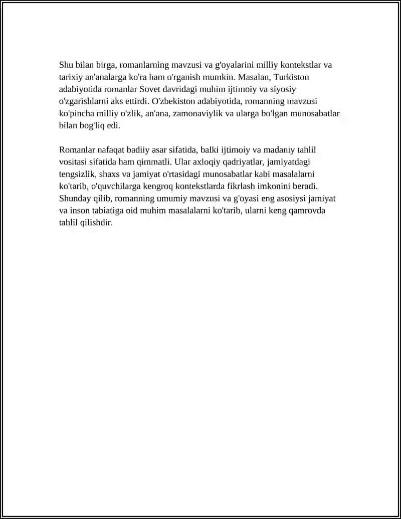 ULUG'BEK HAMDAMNING ''MUVOZANAT'' ROMANIGA REFERAT 4