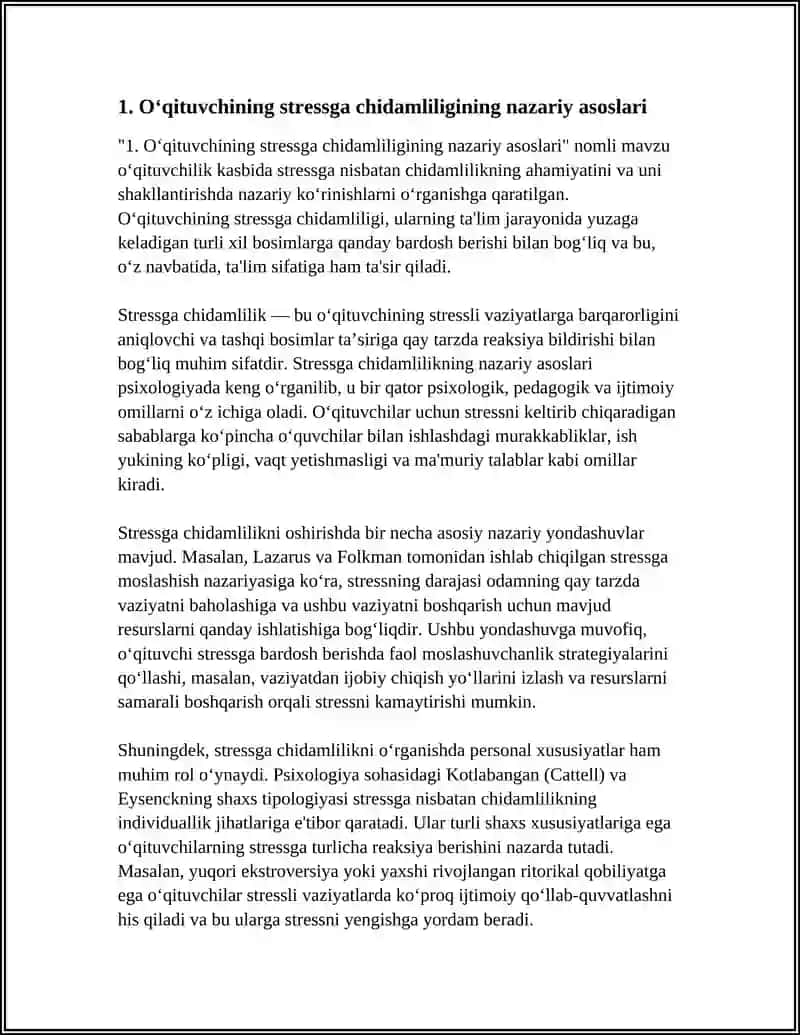 O‘QITUVCHINING STRESSGA CHIDAMLILIGI VA EMOTSIONAL BARQARORLIGI 4