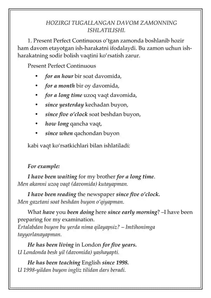 The Present Perfect Continuous Tense 4