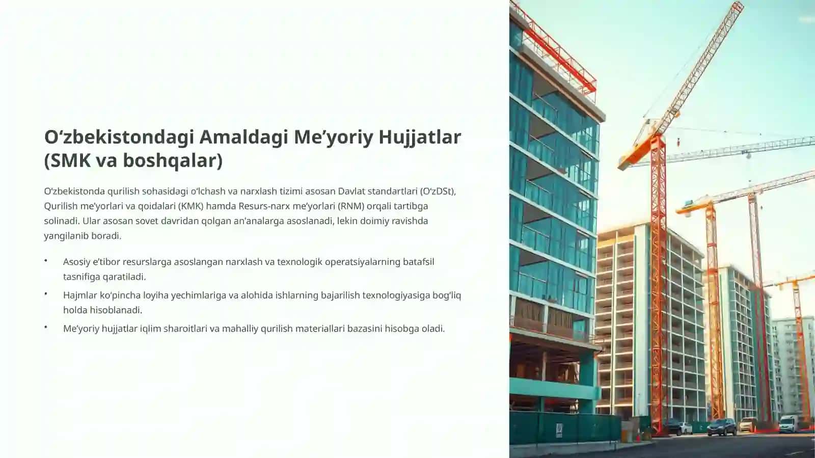 Xalqaro qurilish standartlari CESMM va Oʻzbekiston meʼyorlari va taqqoslanishi 4