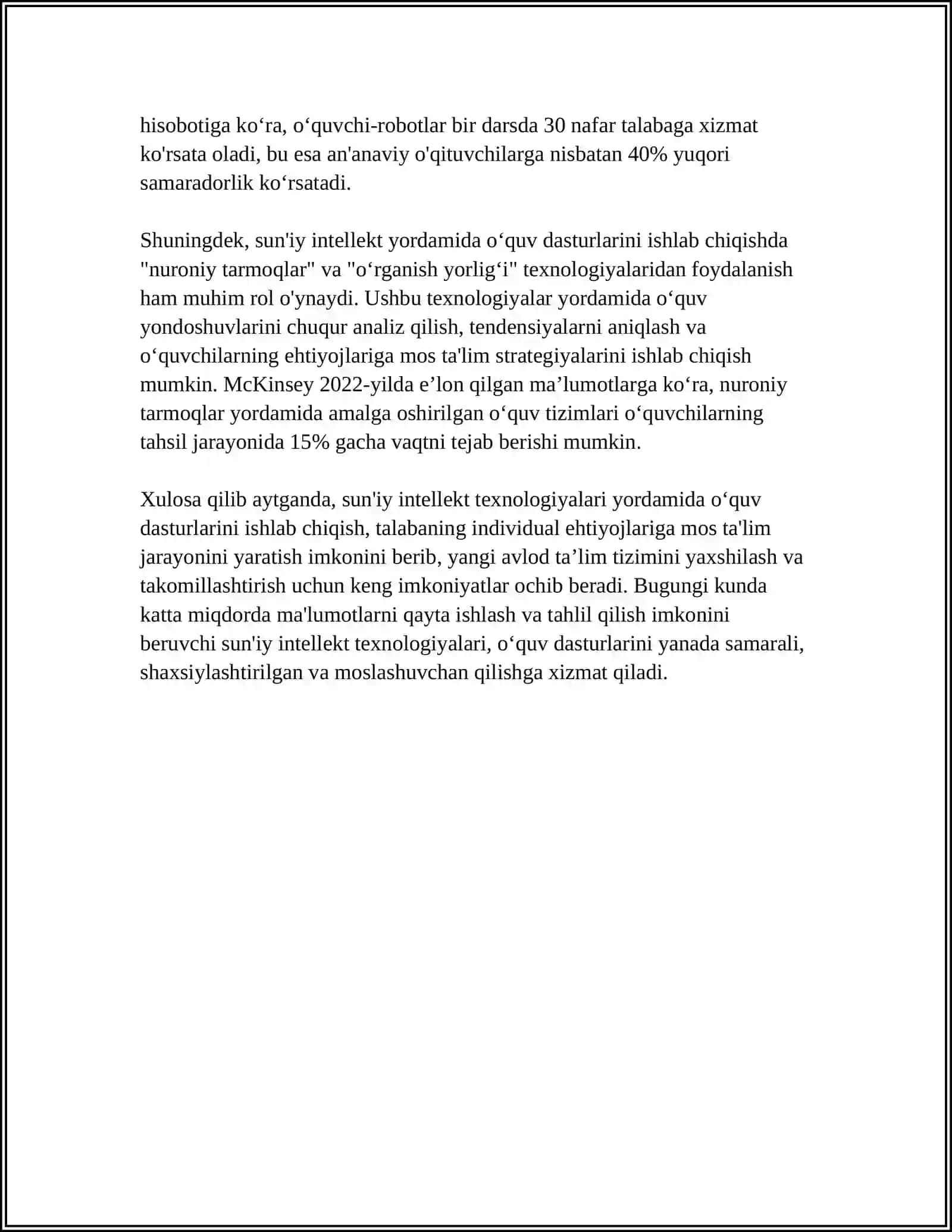 BOSHLANG'ICH TA'LIMDA SUN'IY INTELLEKTDAN FOYDALANISHNING SAMARADORLIGI 4