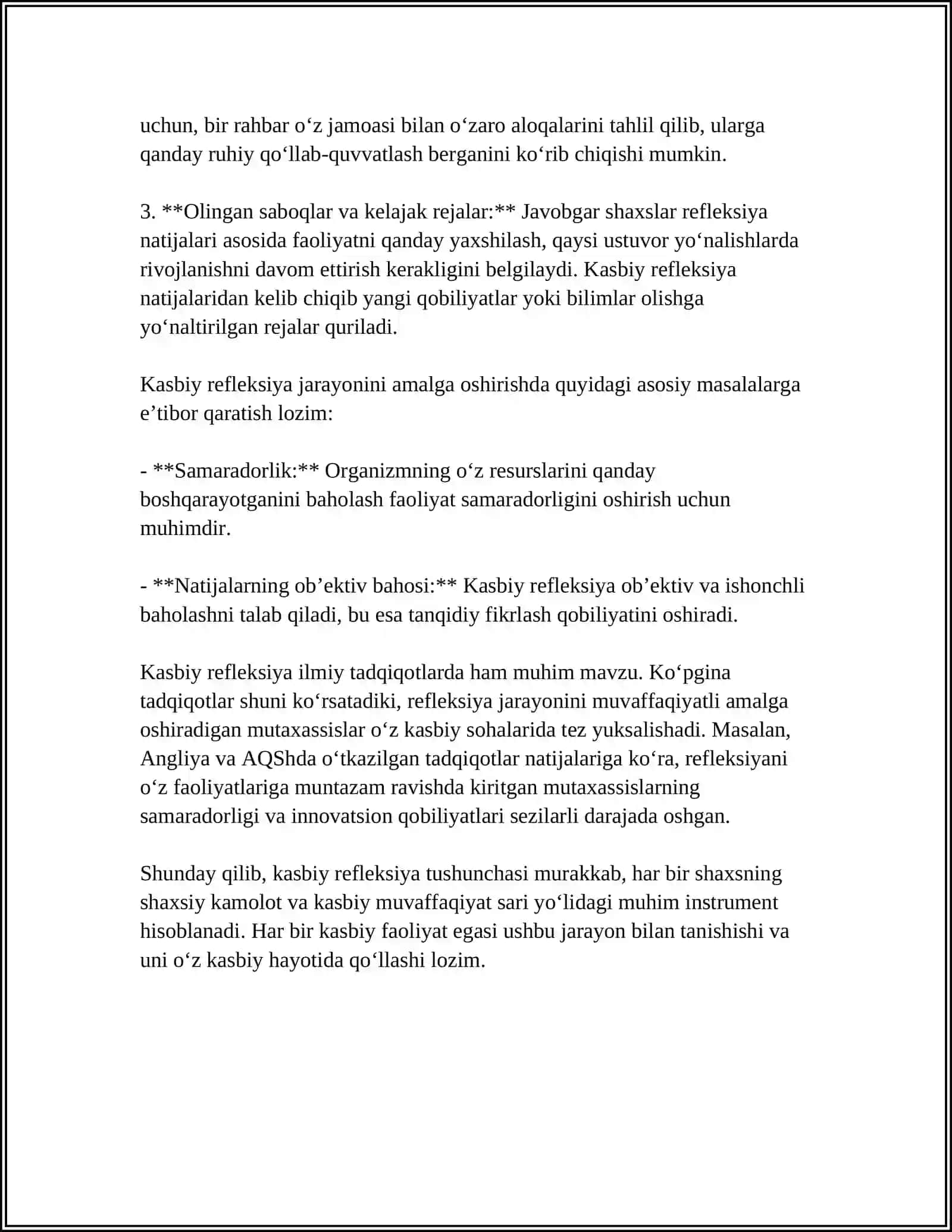 TARBIYACHI PEDAGOGIK FAOLIYATIDA KASBIY REFLEKSIYANING O’RNI 4