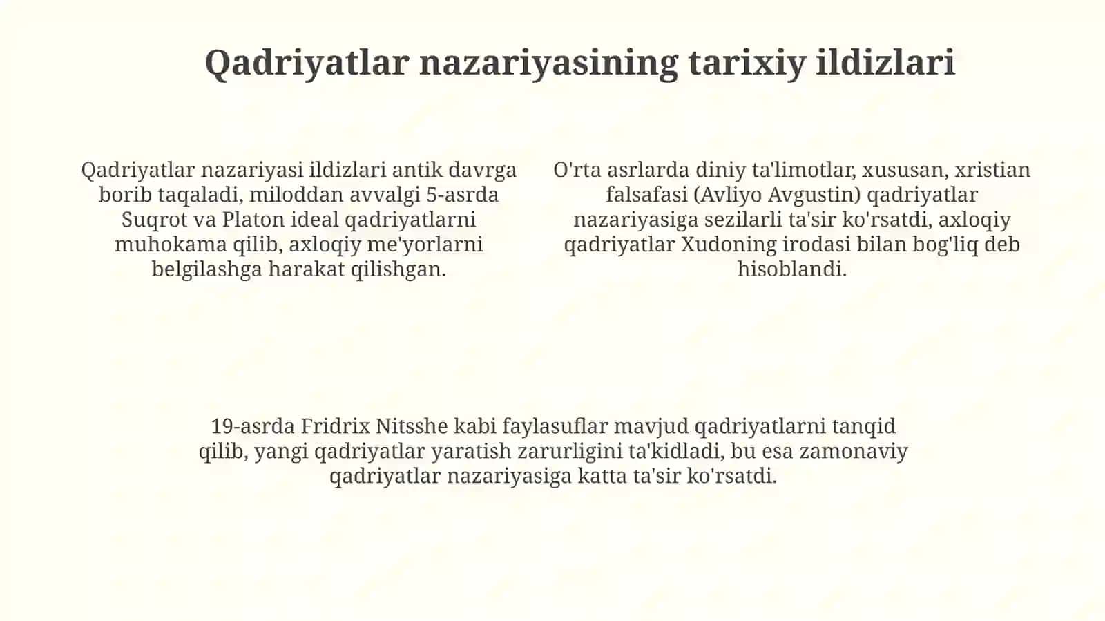 Qadriyatlar nazariyasining shakllanish tarixi 4