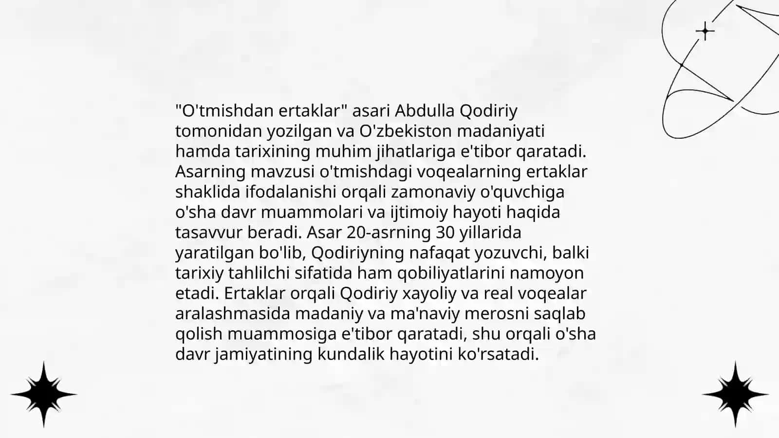 Abdulla Qahhorning "O'tmishdan ertaklar" asari tahlili 4