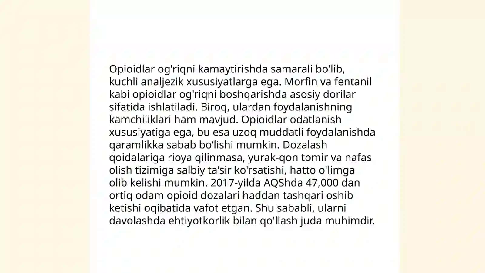 Zamonaviy ogʻriqsizlantiruvchi dori vositalari va ularning xarakteristikasi 4