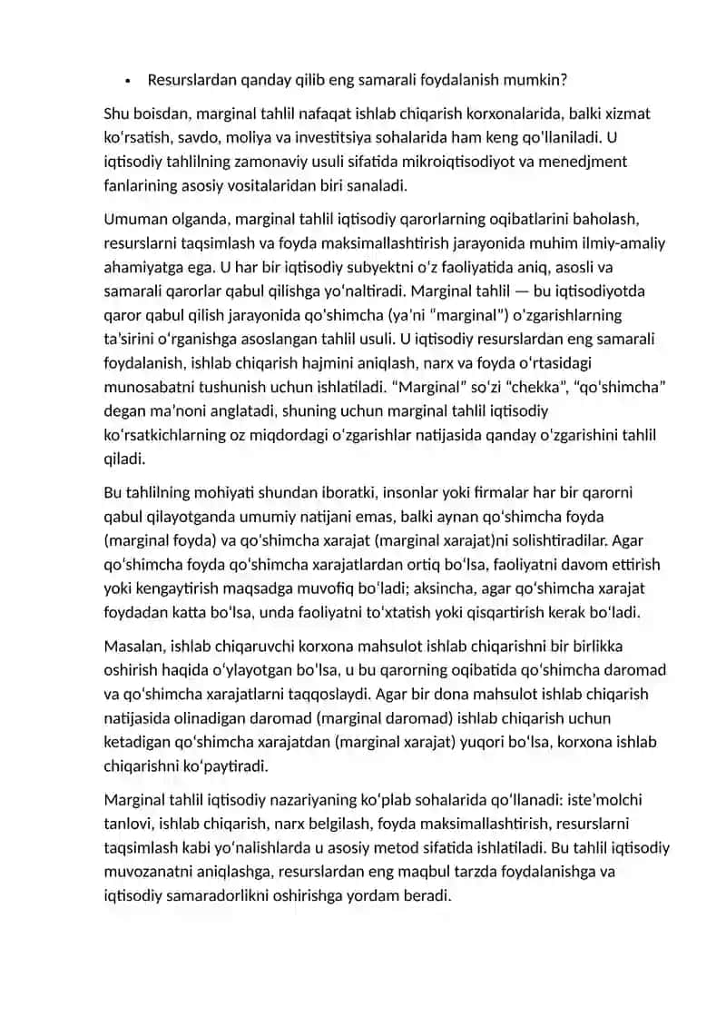 Marginal taxlil usullaridan foydalanish 4