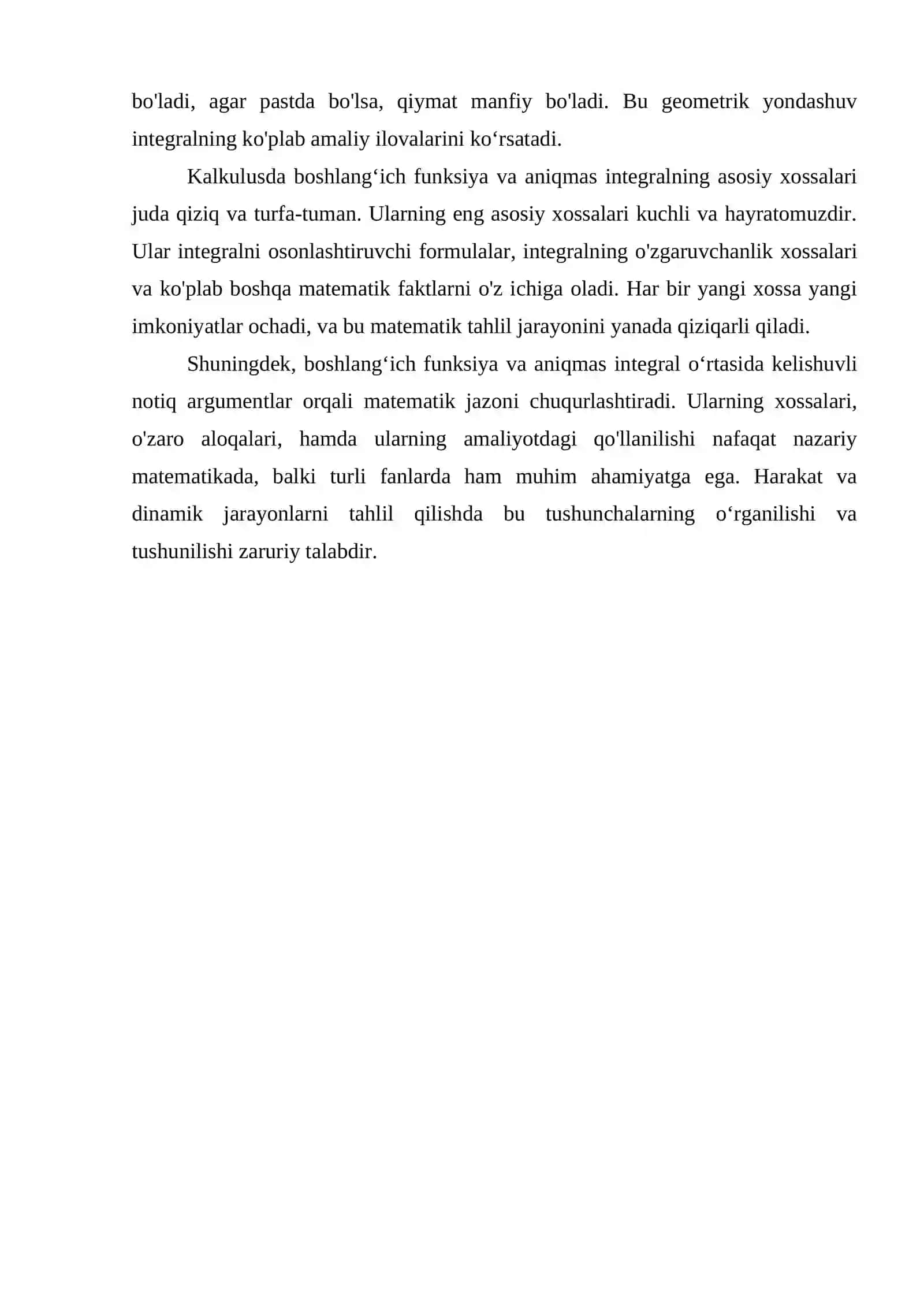 BOSHLANG`ICH FUNKSIYA VA ANIQMAS INTEGRAL. ANIQMAS INTEGRALNING ASOSIY XOSSALARI 4
