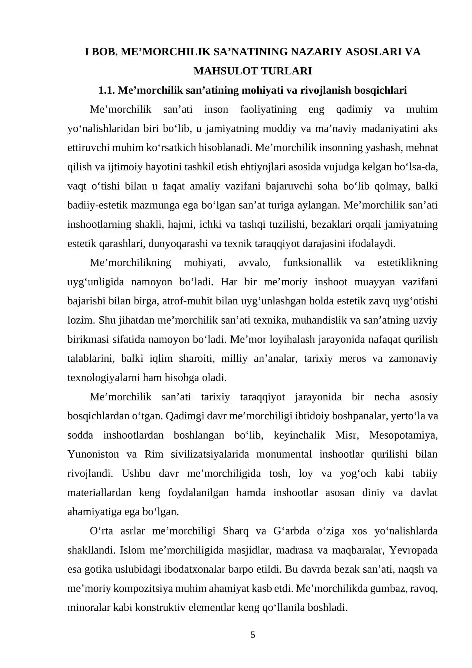 ME’MORCHILIK SA'NATI MAHSULOT TURLARI XOM-ASHYO MATERIALLARI TEXNOLOGIYASI 4