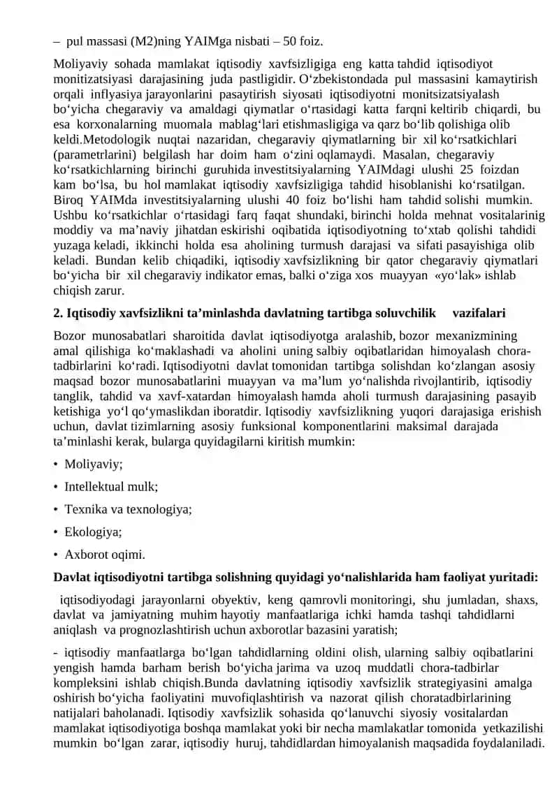 Iqtisodiyotni davlat tomonidan tartibga solish va iqtisodiy xavfsizlik 4