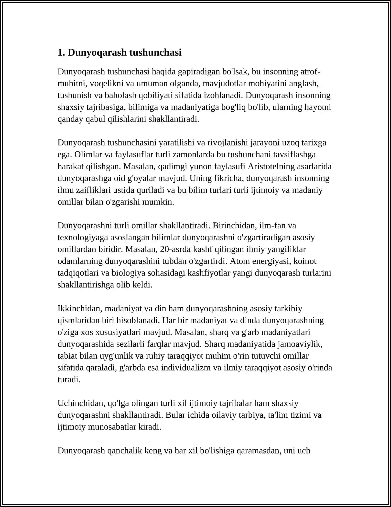 DUNYOQARASHNING MOHIYATI TUZILISHI VA FUNKSIYALARI 4