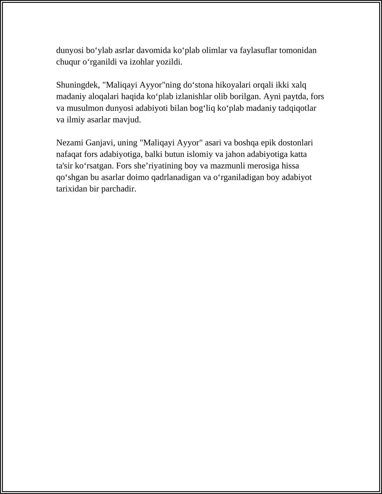 "MALIKAI AYYOR" DOSTONI HAQIDA 4