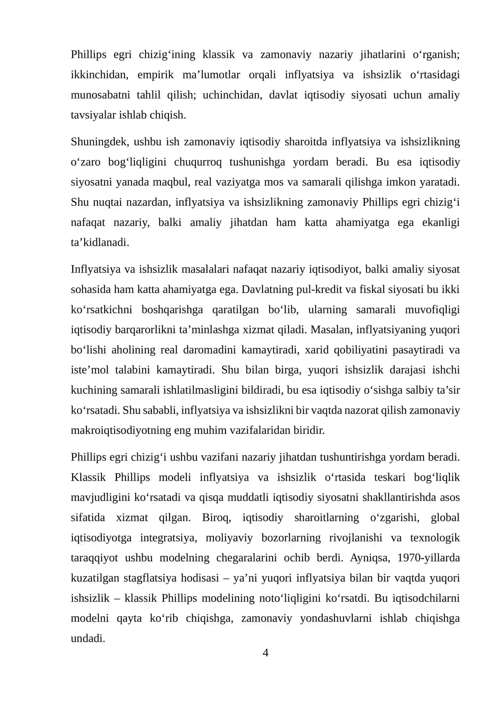 INFLYATSIYA VA ISHSIZLIK: ZAMONAVIY PHILLIPS EGRI CHIZIG‘I 4