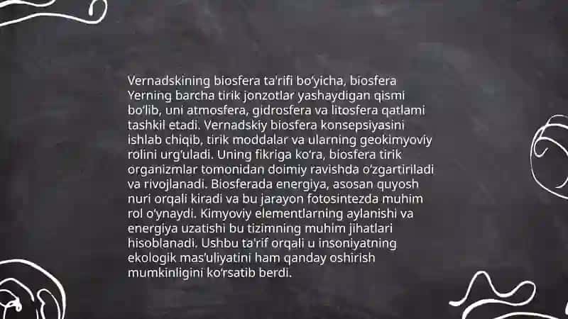 Biosfera haqida tushuncha. Vernadskiy ta'limoti 4