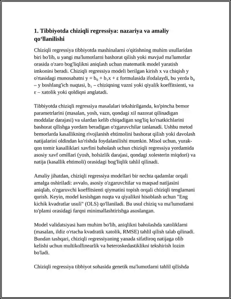 TIBBIYOTDA MASHINALI O‘QITISH USULLARI VA ALGORITMLARI 4