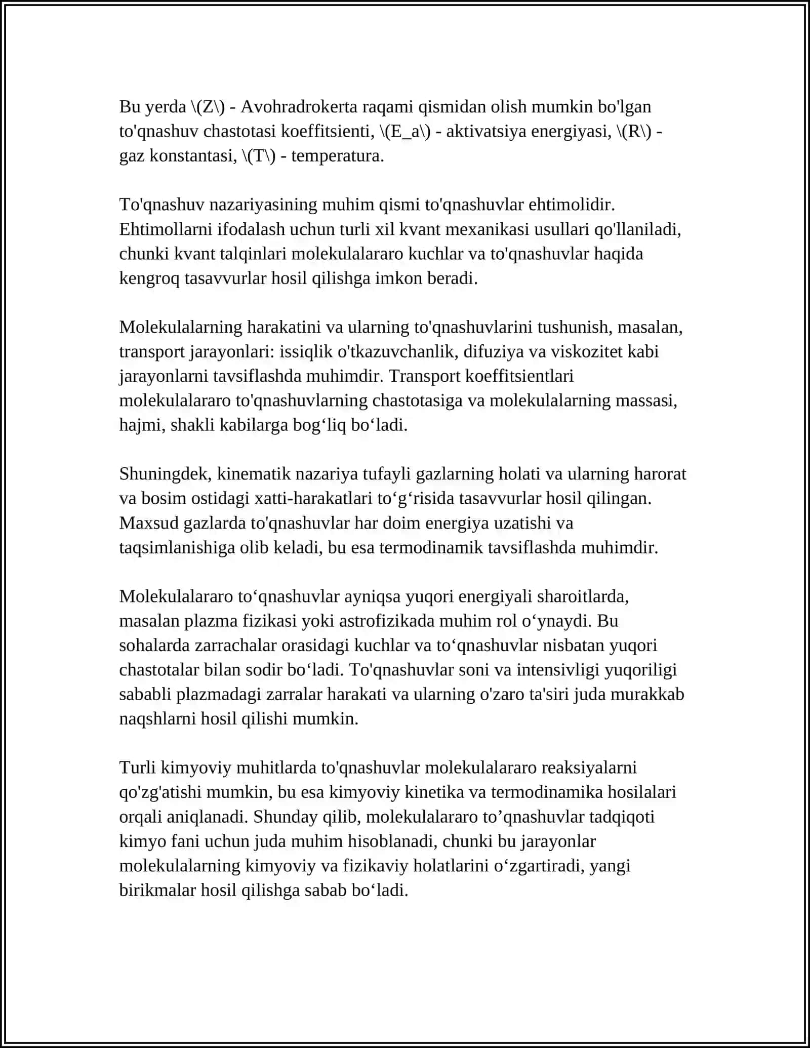Molekulalararo To'qnashuvlar 4
