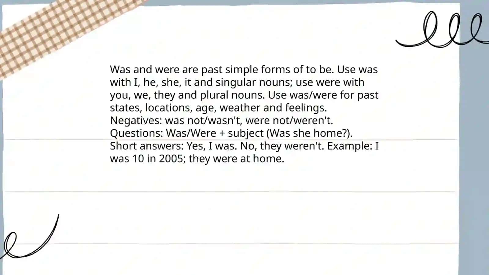 Present simple forms of to be (am / is / are) 4