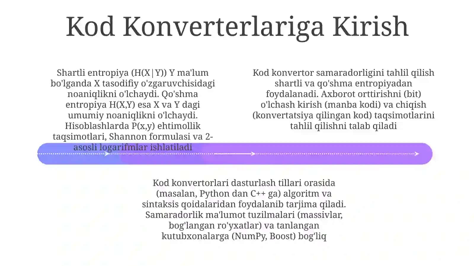 Kodo‘zgartgichlar.Shartlientropiyavabirlashmaentropiya 4