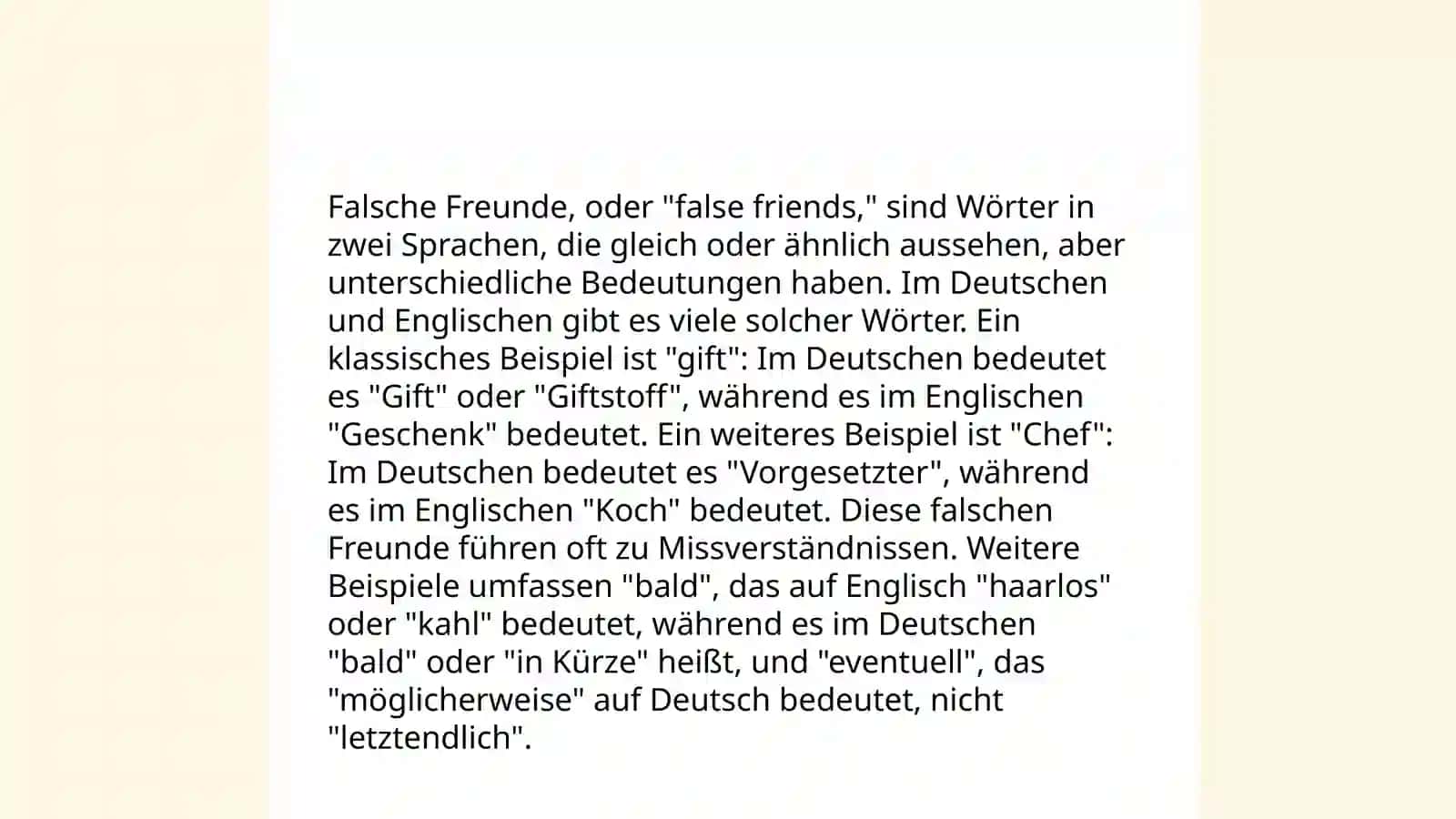 Übersetzung internationaler und,, falsche Freunde der Übersetzung “- Wörter 4