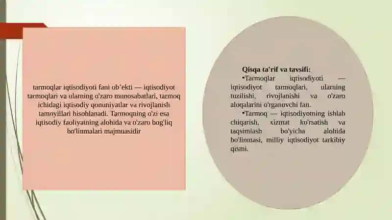 Tarmoqlariqtisodiyoti fanining ob’ekti 4