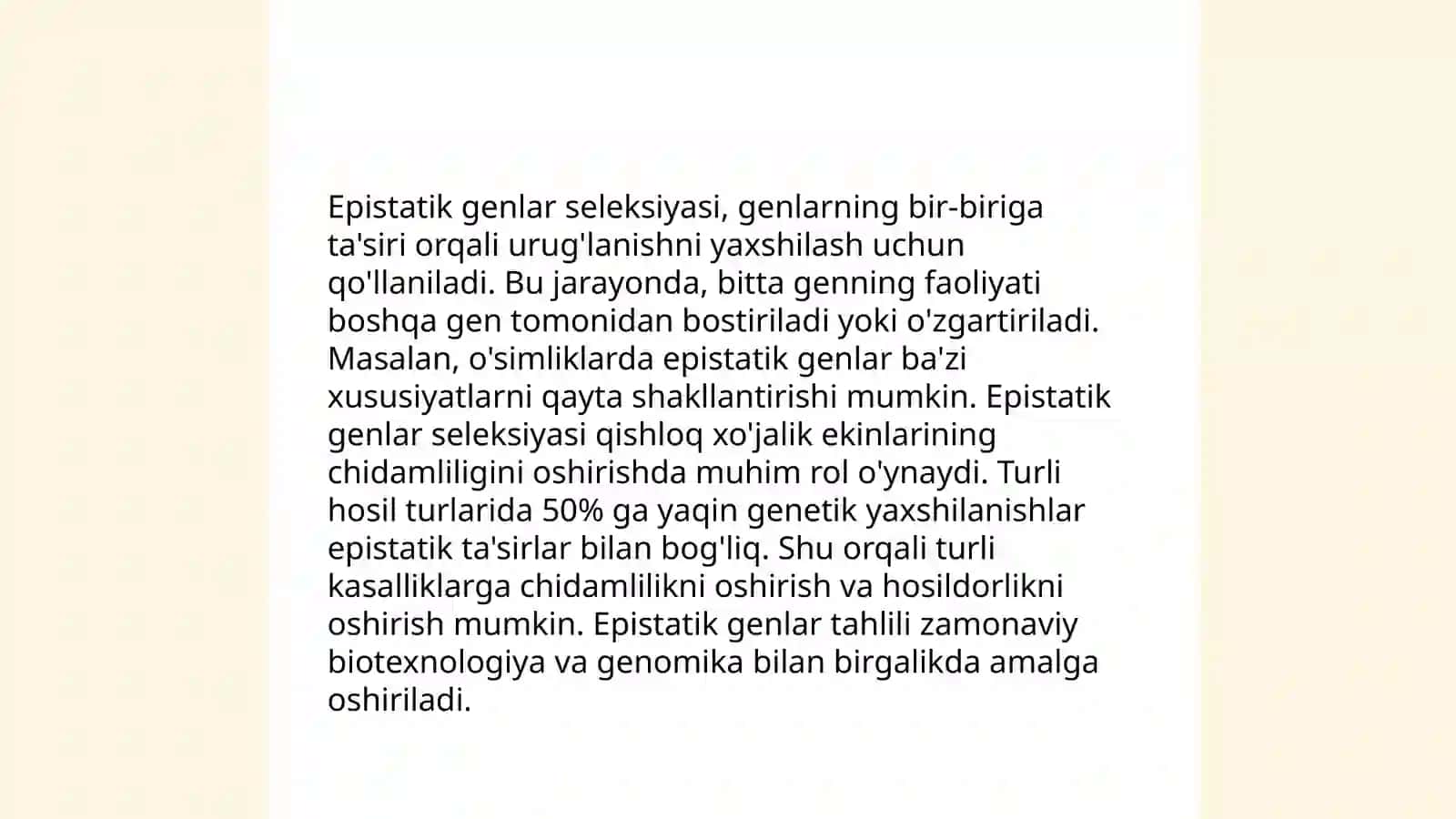 Komplementarlik va epustaz ta'siri qonuniyatlarining seleksiyasida ishlayilishi 4