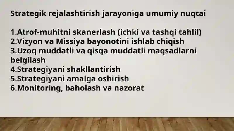 Turizm korxonalarida strategik rejalashtirish 4