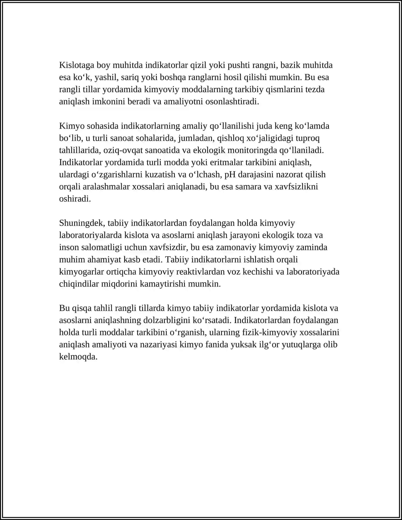 RANGLI TILLARDA KIMYO TABIIY INDIKATRLAR YORDAMIDA KISLOTA VA ASOSLARNI ANIQLAYMIZ 4