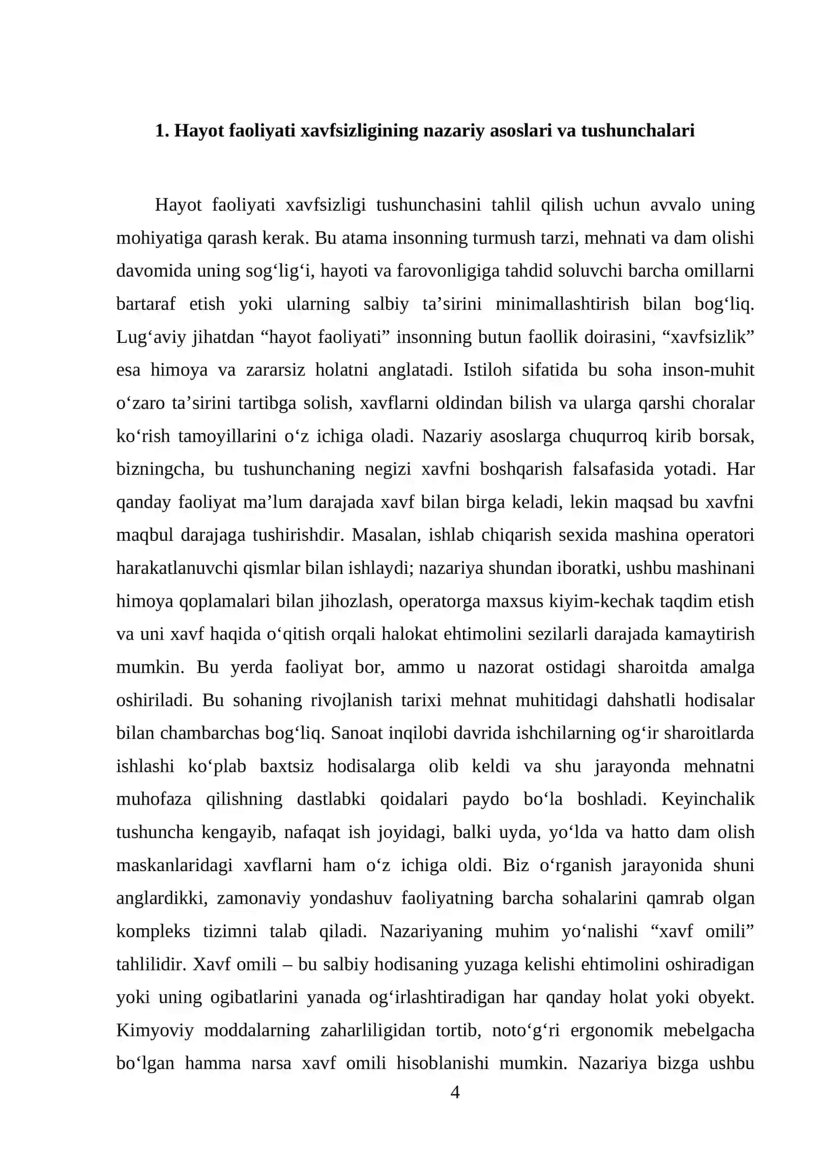 Hayot faoliyati xavfsizligi asoslari 4