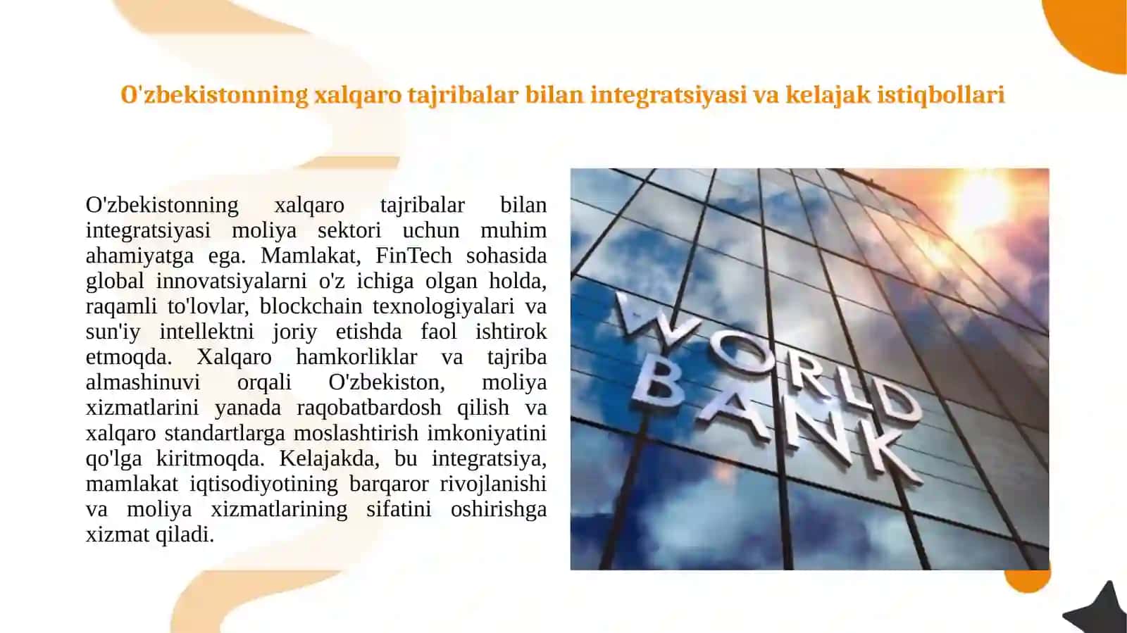 Bank va moliya sektorida FinTech yechimlari  O'zbekiston tajribasi 4