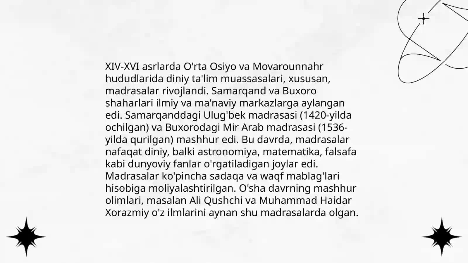 XIV-XVI asrlarda Movarounnahrda ta’lim-tarbiya va pedagogik fikrlar 4