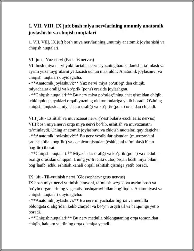 VII-IX, JUFT BOSH MIYA NERVLARI 4
