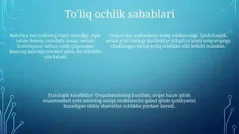 ToʻLiq Va ToʻLiq BoʻLmagan Ochlik 4
