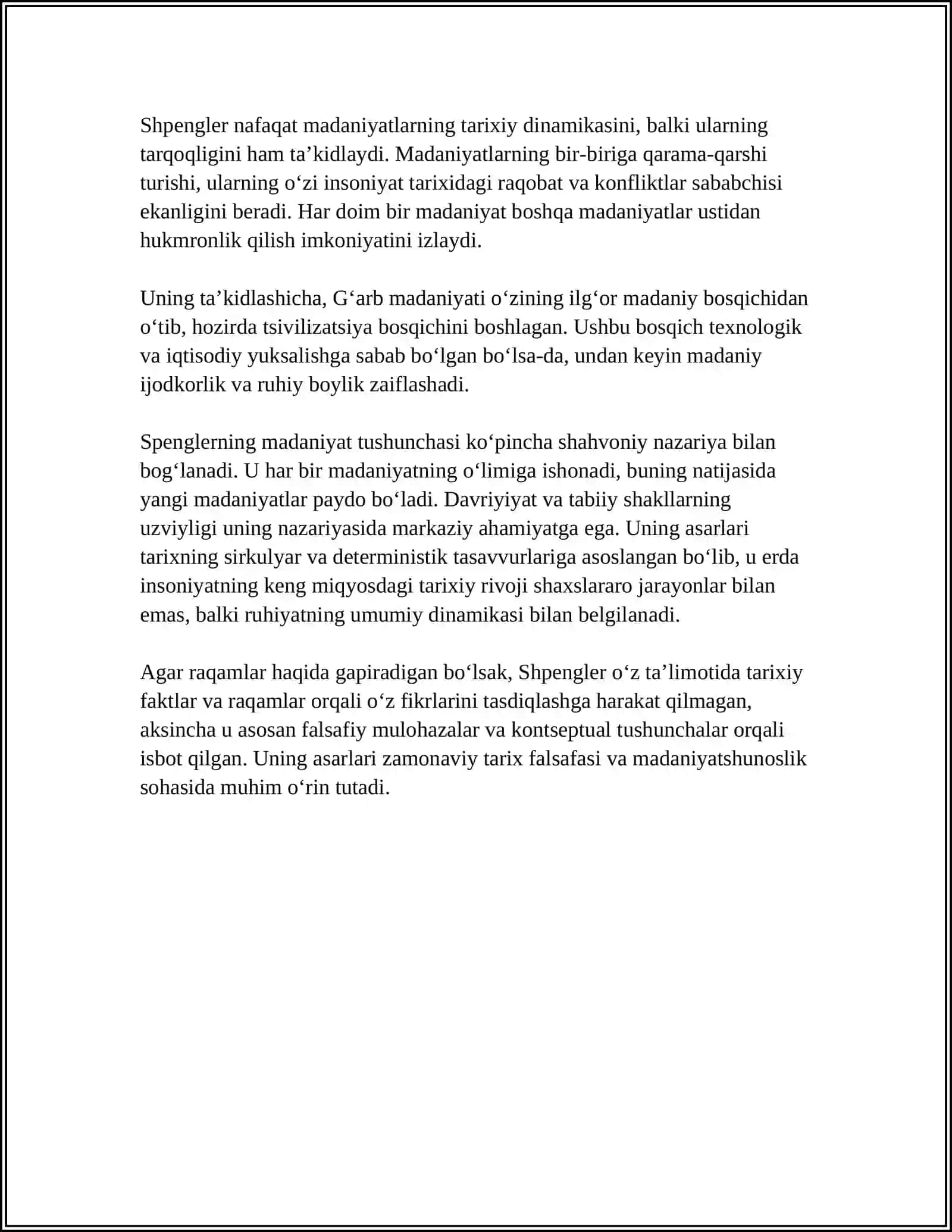 OSVALD SHPENGLERNING MADANIYAT HAQIDAGI TA’LIMOTI 4