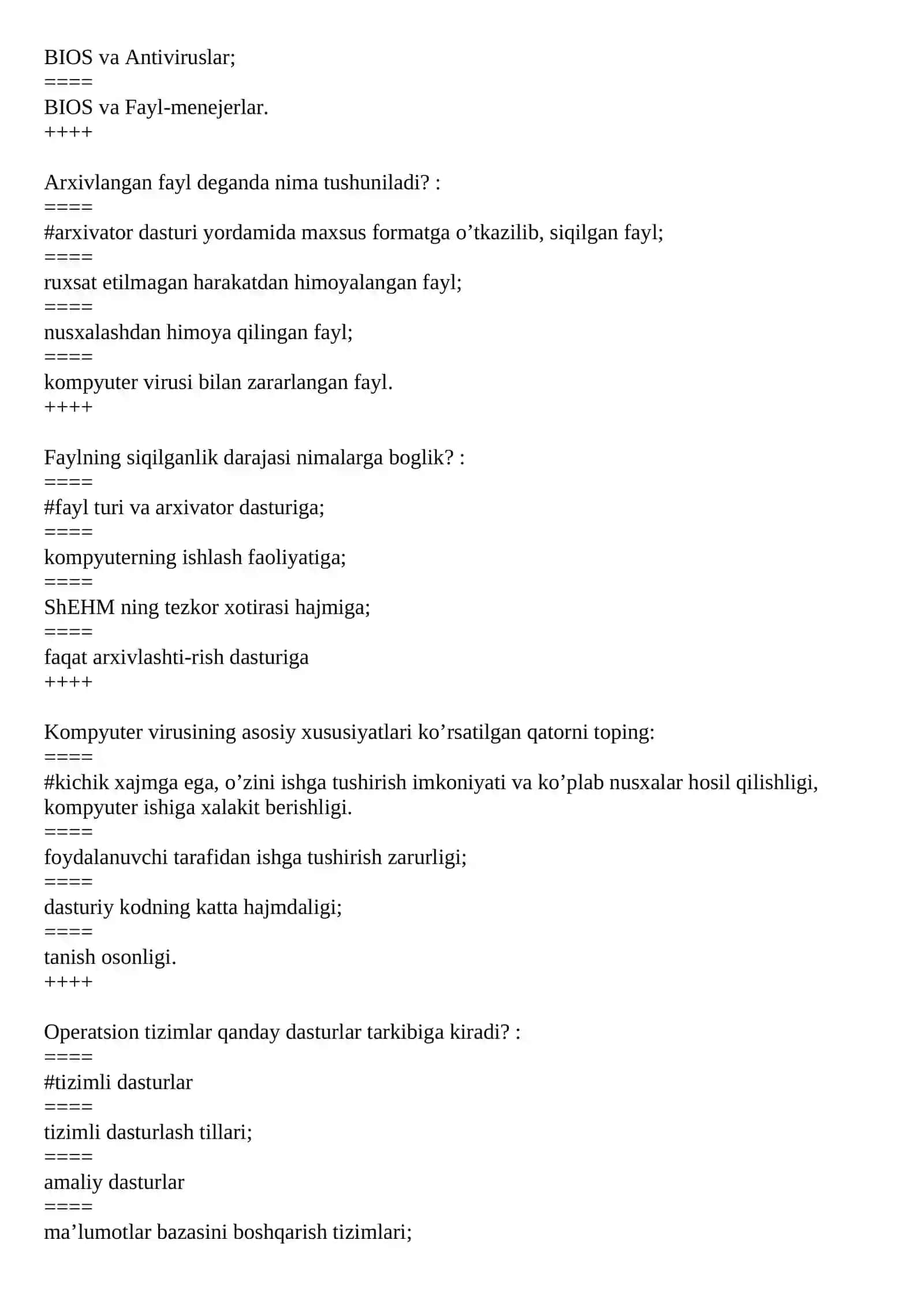 Kompyuter injiniringi fanidan test savollari 4