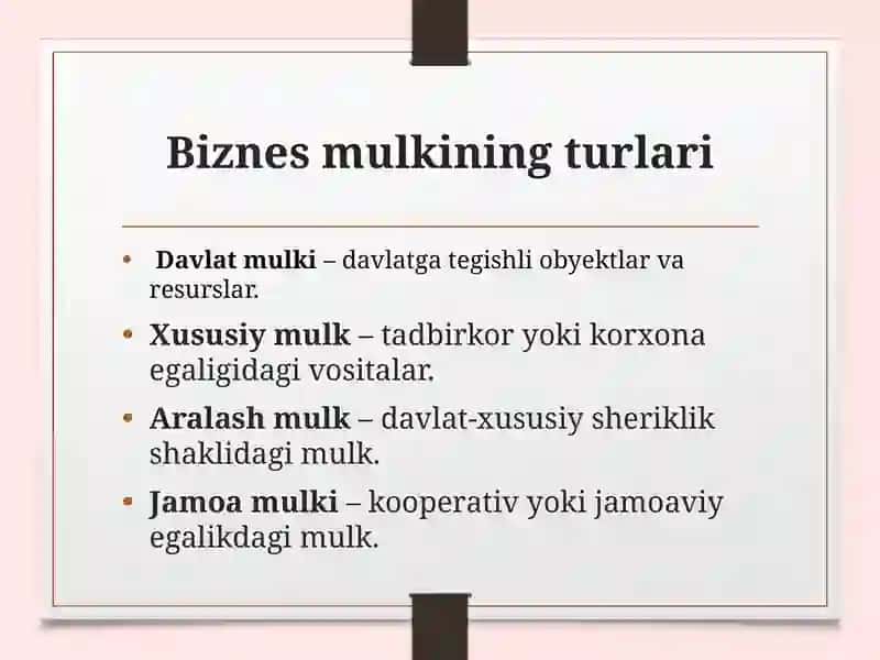 Biznes faoliyatining mulkiyasoslari 4