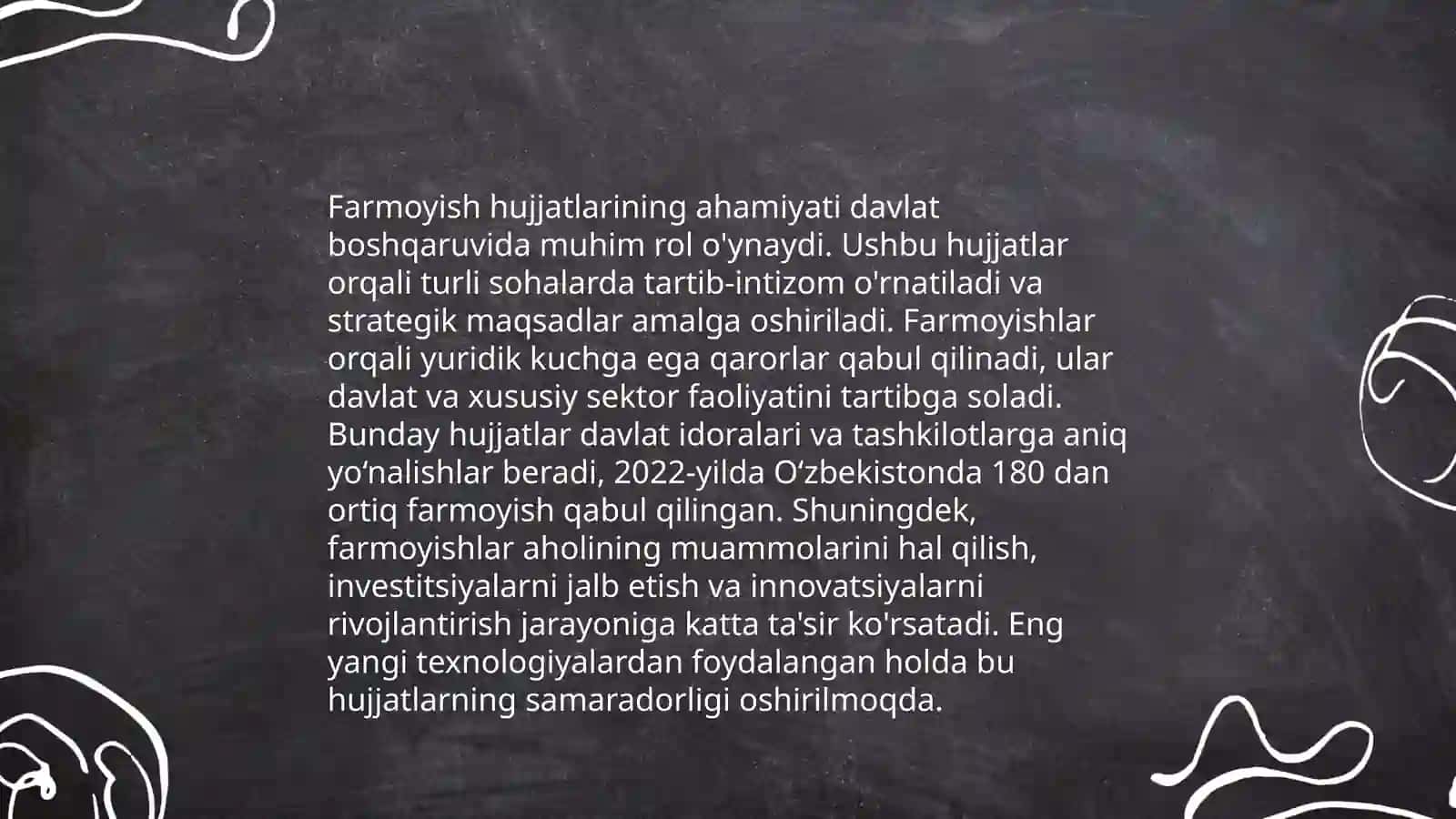 Farmoyish hujjatlari turi va ularning tavsifi 4