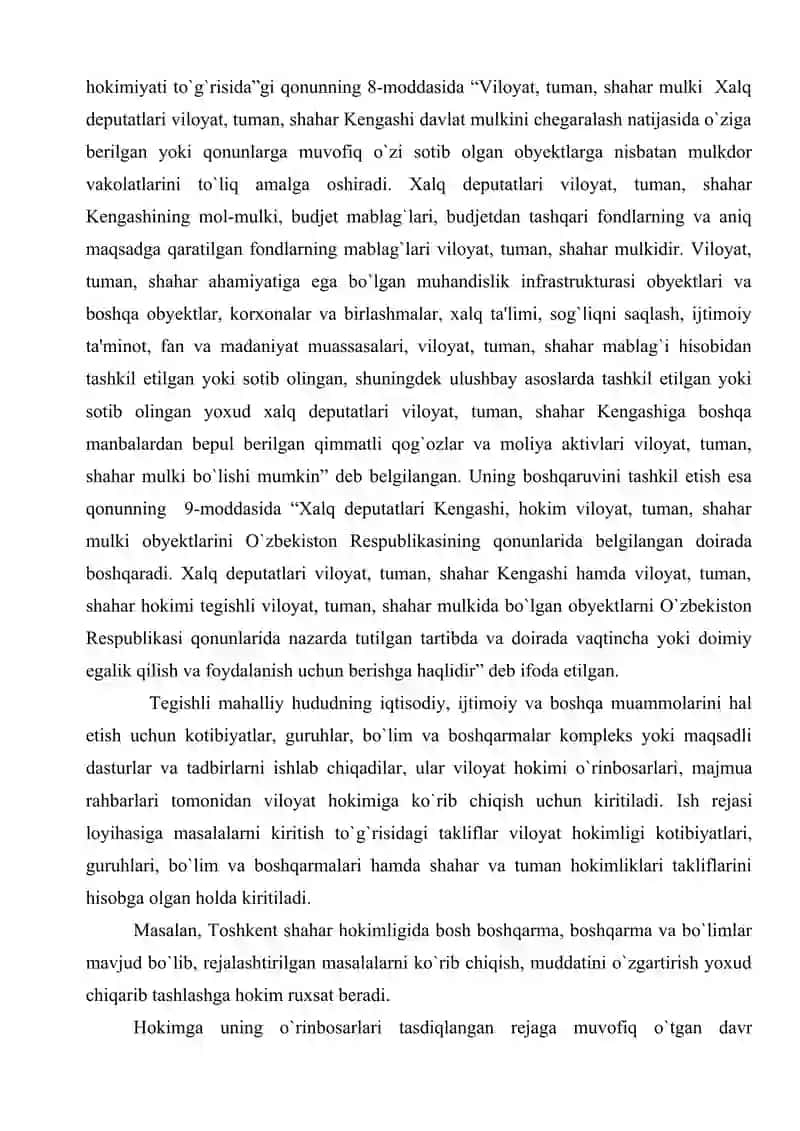 O`zbekiston Respublikasi mahalliy davlat hokimiyati organlarining iqtisodiy va moliyaviy asoslari 4