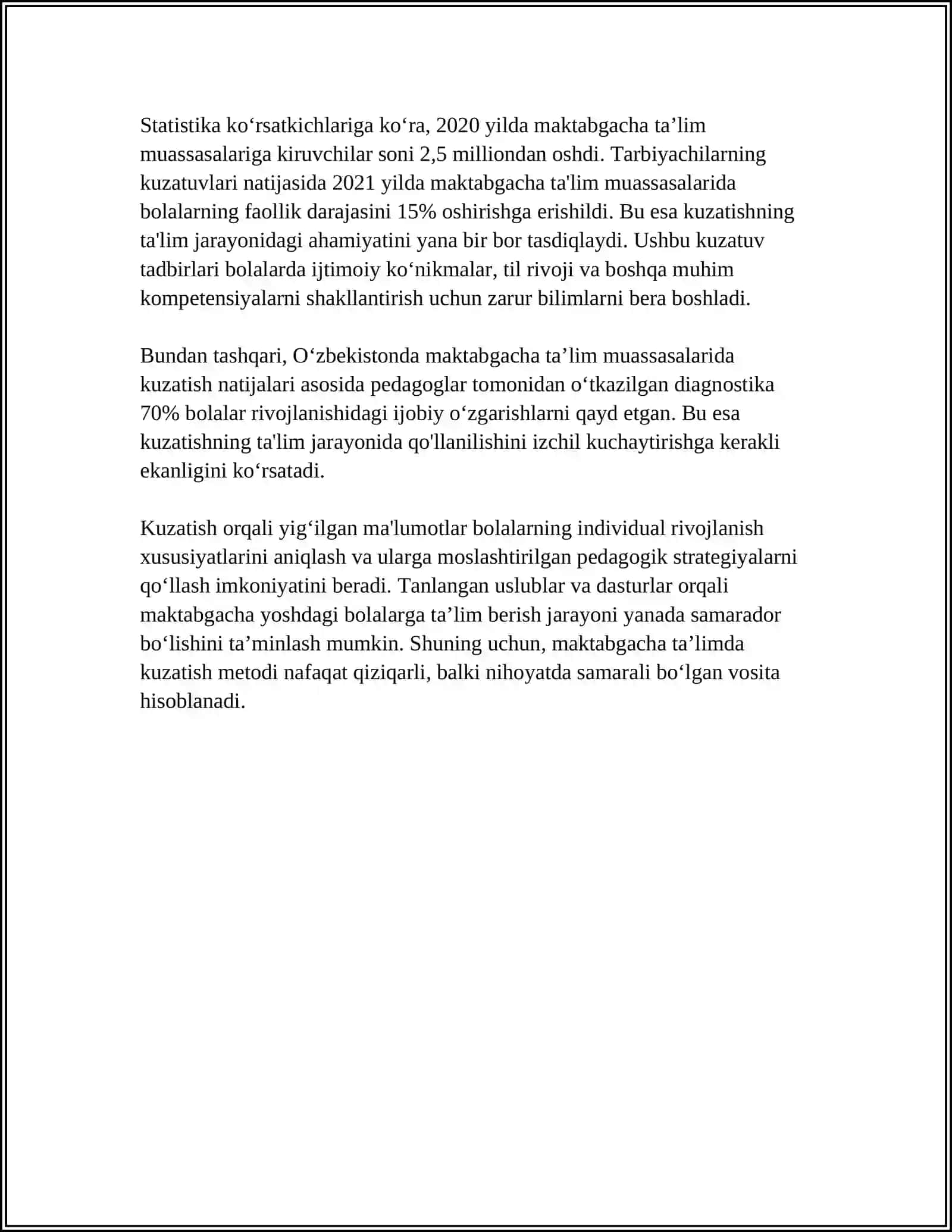 MAKTABGACHA TA'LIMDA KUZATISH VA BAHOLASH 4