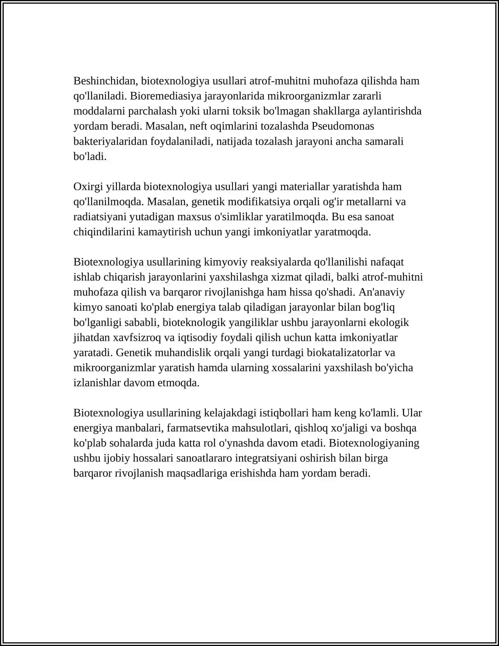 BIOTEXNOLOGIYA USULLARINI KIMYOVIY REAKSIYALARDA QO‘LLASH 4