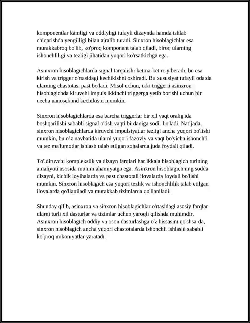 Asinxron va sinxron hisoblagichlar 4