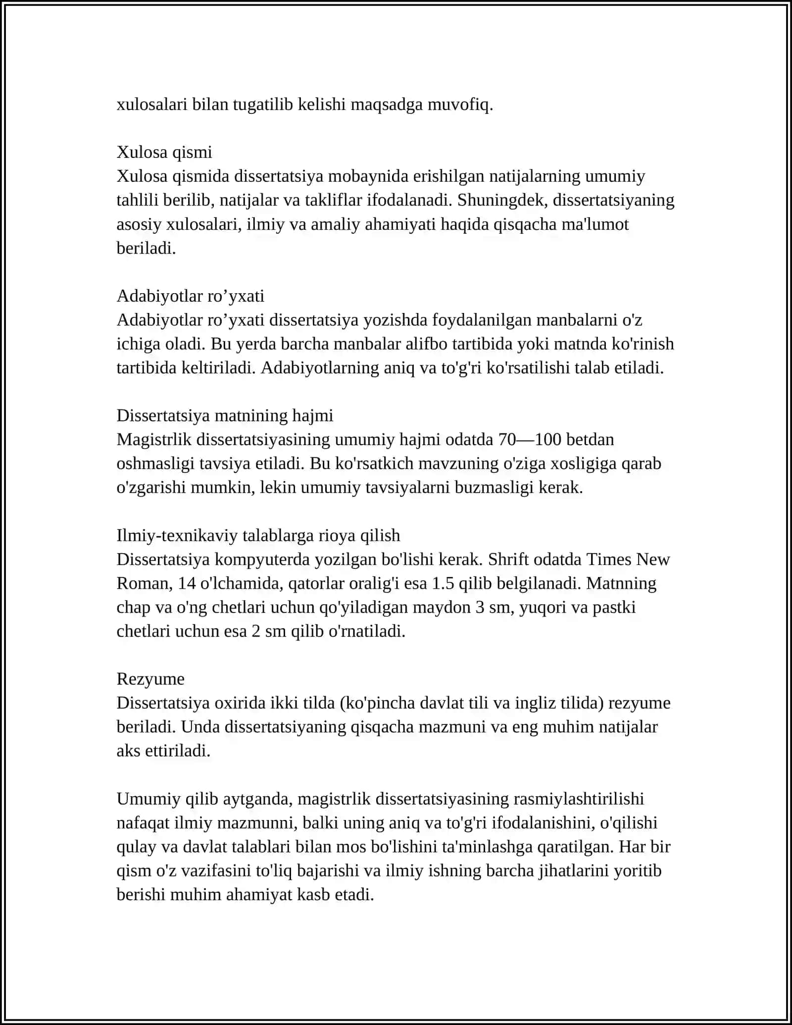 MAGISTIRLIK DISSERTATSIYASINI RASMIYLASHTIRISH 4