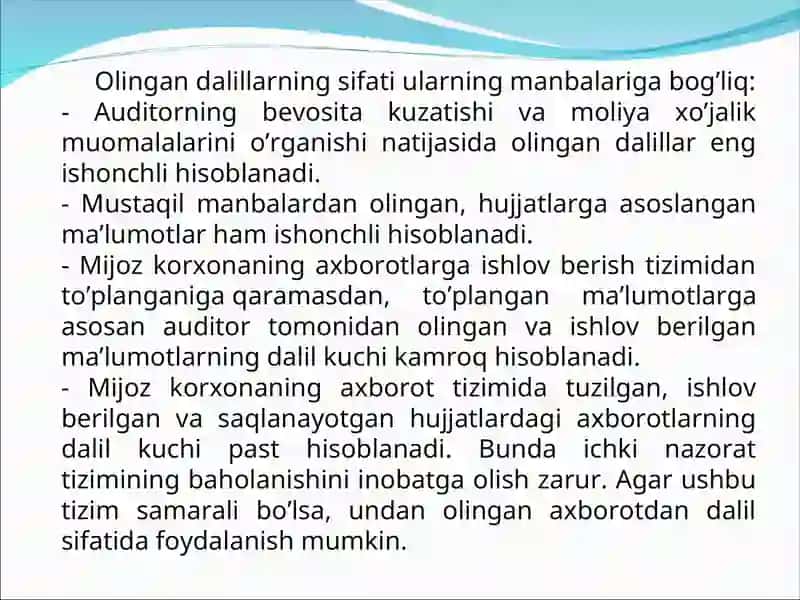 Auditorlik dalillarini yigʻish 2 4